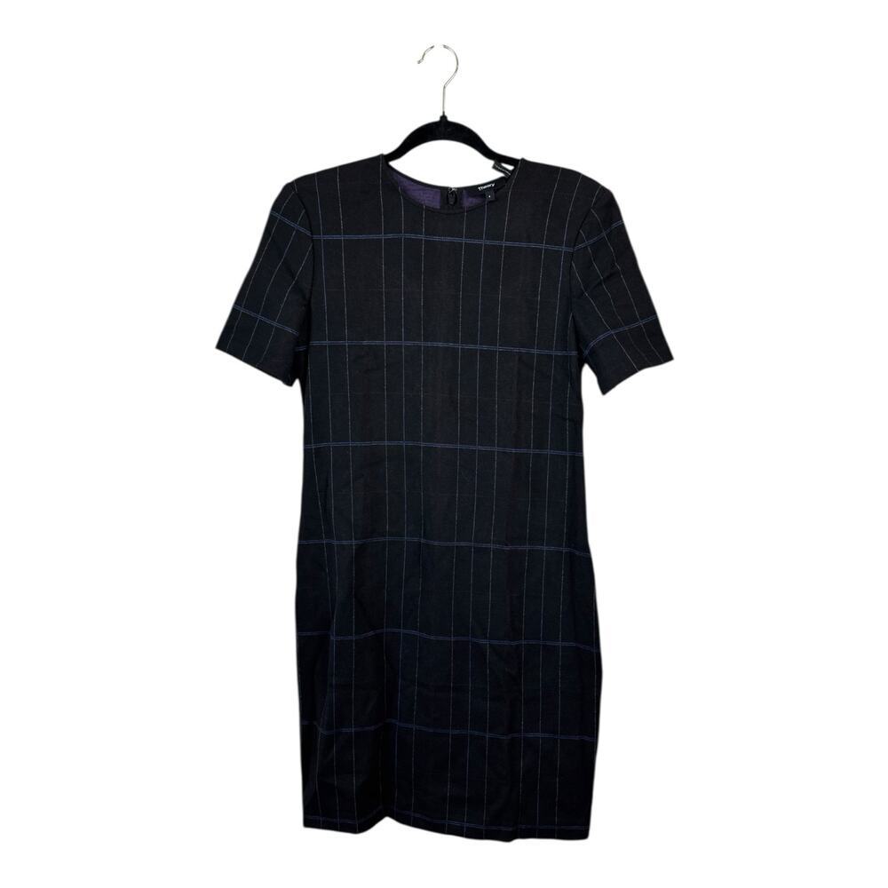 THEORY Rijik Structured Knit Plaid Sheath Dress Gray Size 4 Career Office - Picture 2 of 6